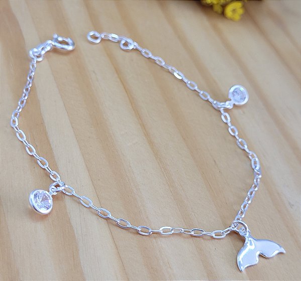Pulseira Rabo de Baleia e Zircônia - Prata 925