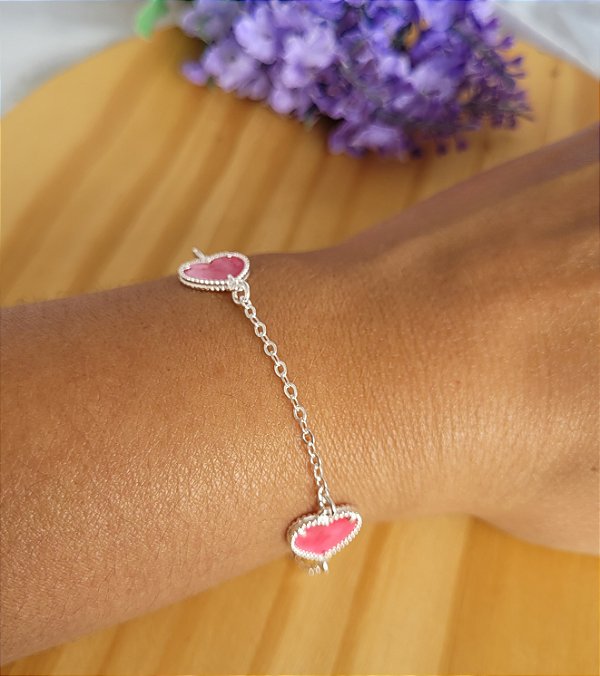 Pulseira Três Corações - Prata 925