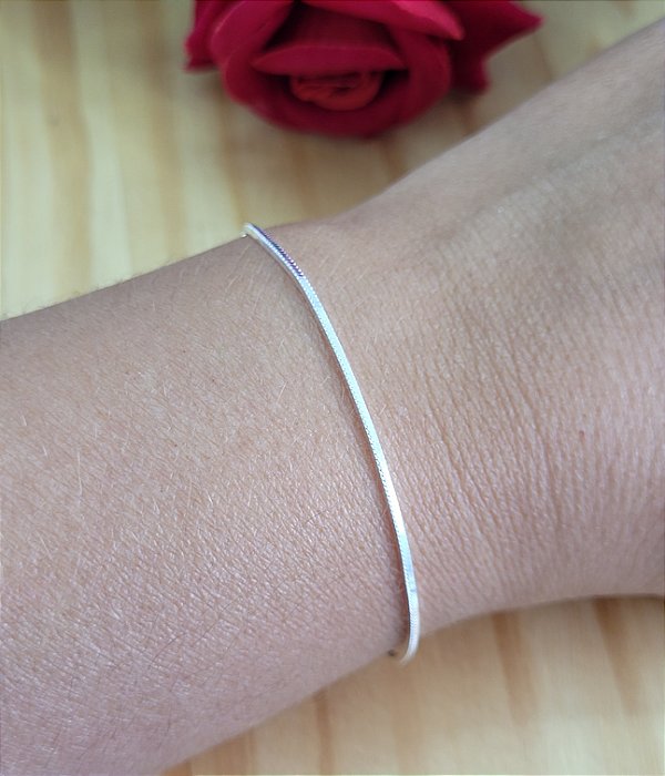 Pulseira Rabo de Rato Fio Quadrada - Prata 925