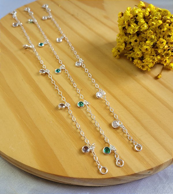 Pulseira Cinco Pingentes - Prata 925