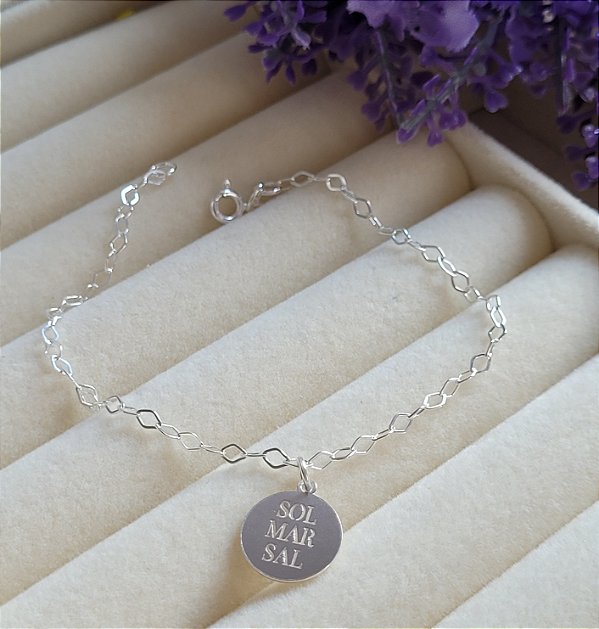 Pulseira Medalha Sol, Mar e Sal - Prata 925