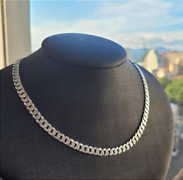 Corrente Grumet Pave  40 cm- Prata 925