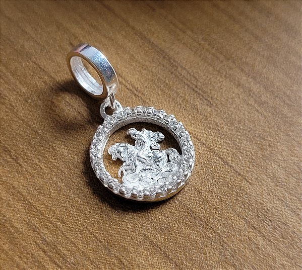 Berloque São Jorge com Zircônias - Prata 925