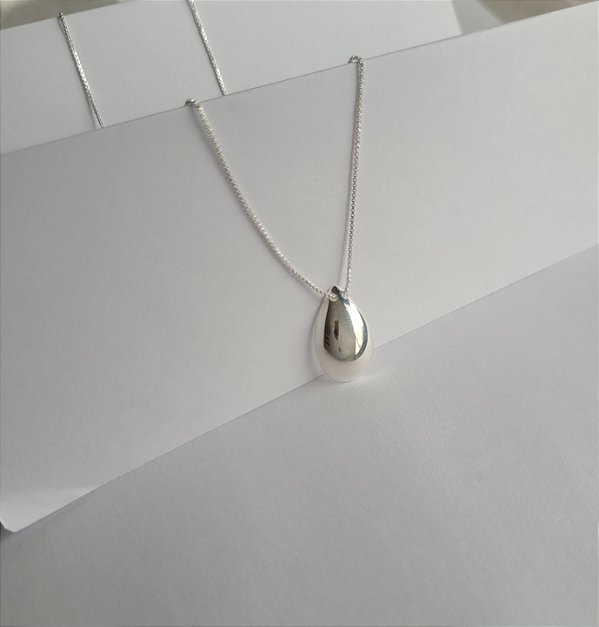 Colar Chapa Gota - Prata 925