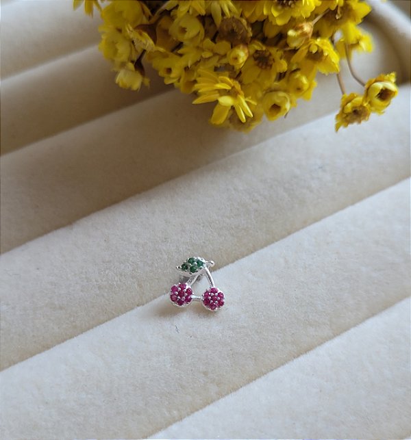 Piercing tragus / Anti Tragus Cereja - Prata 925