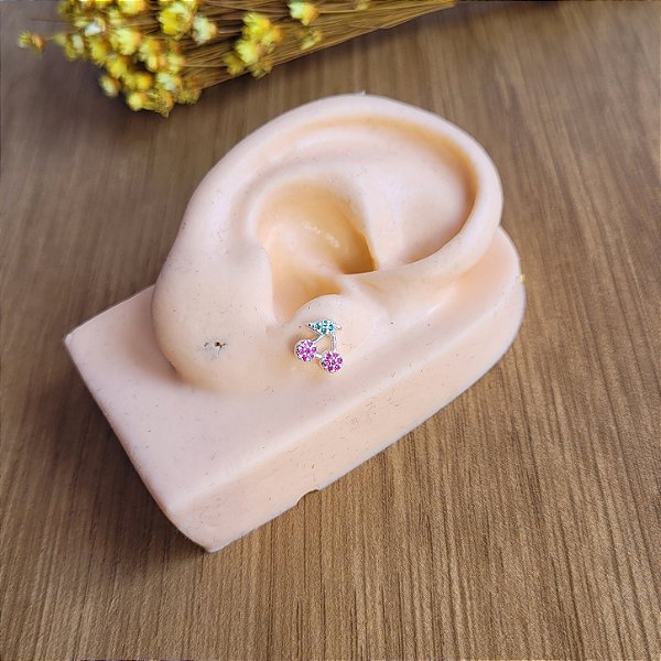 Piercing tragus / Anti Tragus Cereja - Prata 925