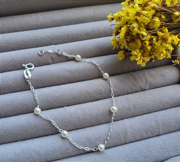 Pulseira Pérola 4 mm - Prata 925