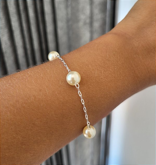Pulseira Pérola 7 mm- Prata 925