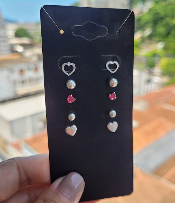 Cartela de Brincos Quíntuplos Angela - Prata 925