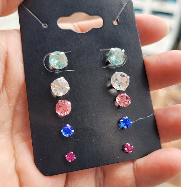 Cartela de Brincos Quíntuplos Angela - Prata 925