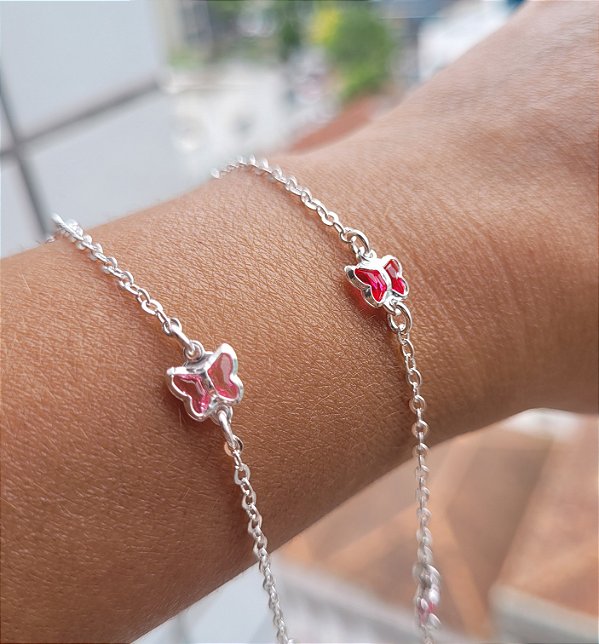 Pulseira 3 Borboletas - Prata 925