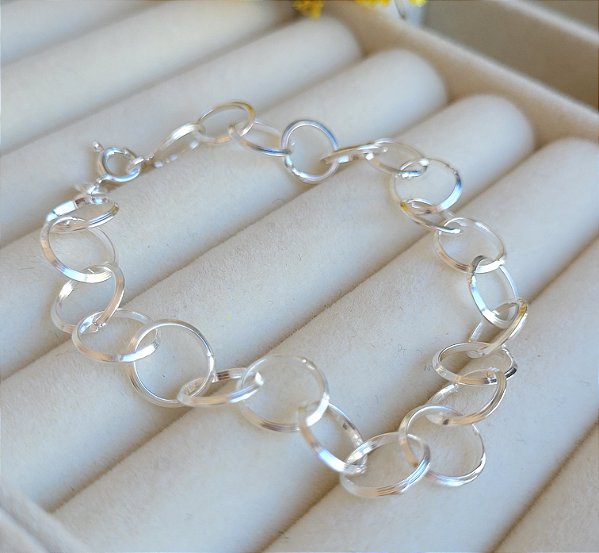 Pulseira Elos Redondo Vazados - Prata 925