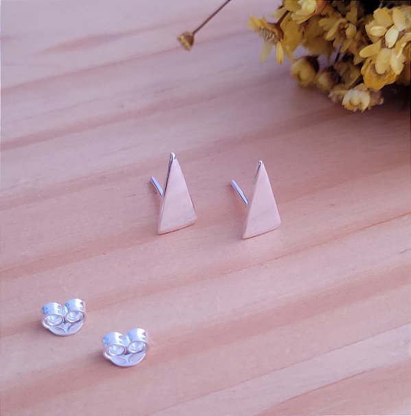 Brinco Triângulo Chapa - Prata 925