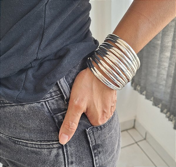 Bracelete  Meia Cana 4 mm - Prata 925