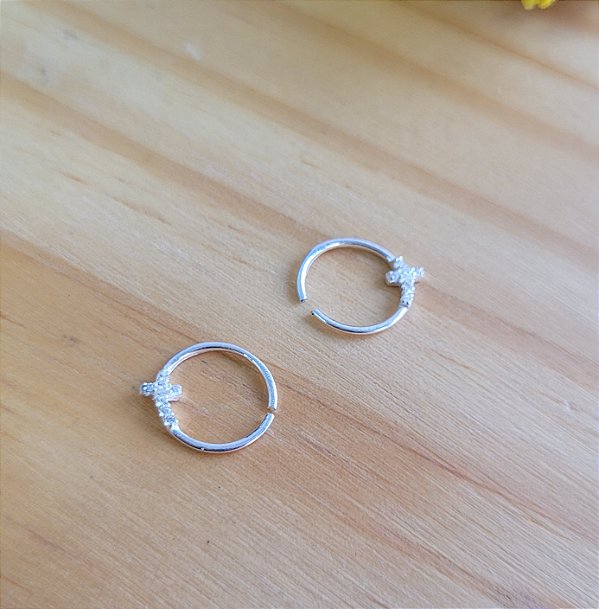 Piercing Helix / Daith Cruz Zirc. Cristal- Prata 925