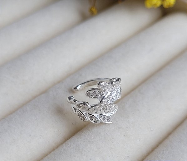 Piercing Fake Folhagem Cravejada - Prata 925
