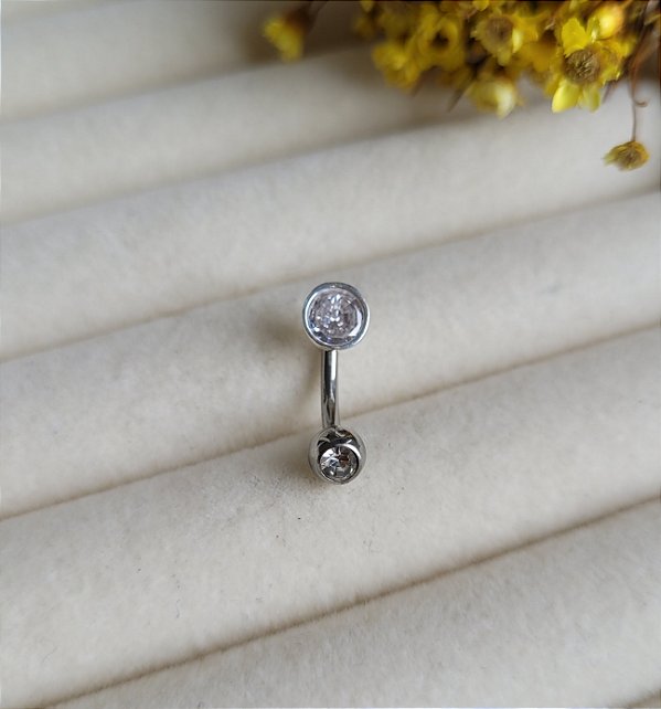 Piercing Ponto de luz embutido (Umbigo)- Prata 925