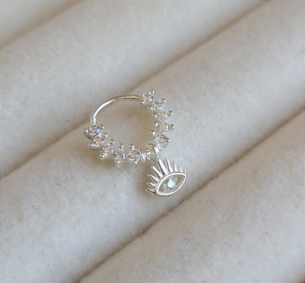 Piercing Daith/ Helix Olho Grego e Zircônias - Prata 925