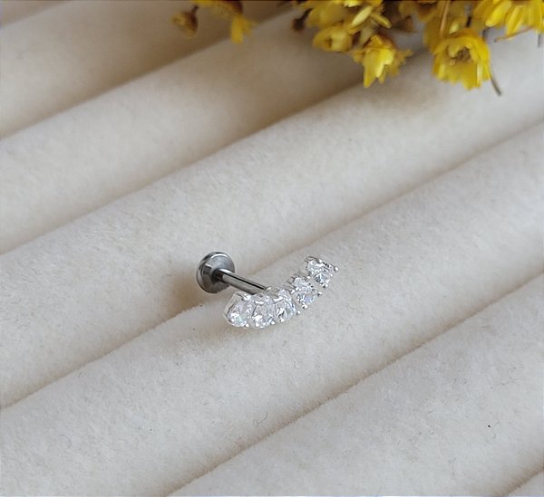 Piercing Helix 5 gotas Zircônias- Prata 925