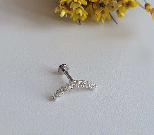 Piercing Hélix  9 Zircônias - Prata 925