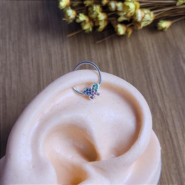Piercing Helix / Daith Borboleta Color - Prata 925