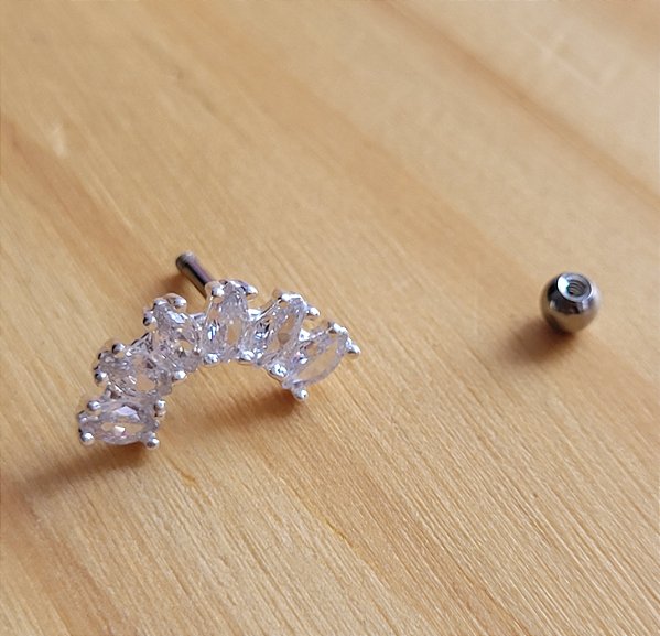 Piercing 6  Zircônia  Tragus / Anti tragus - Prata 925