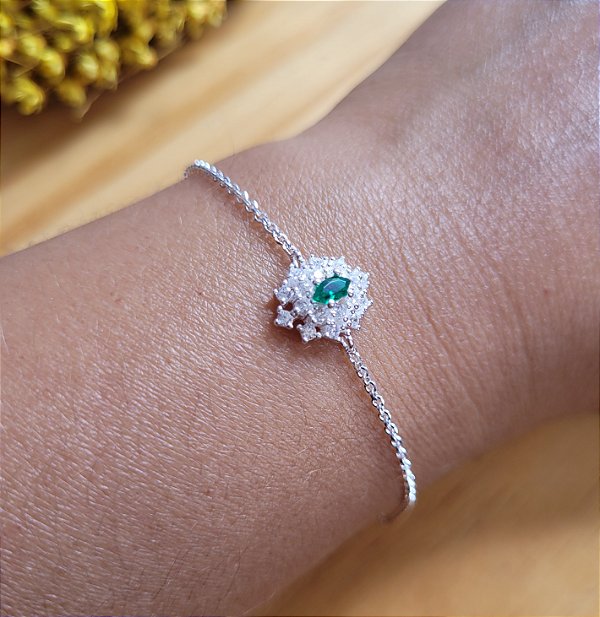 Pulseira  Cravejada Altar de Jade - Prata 925