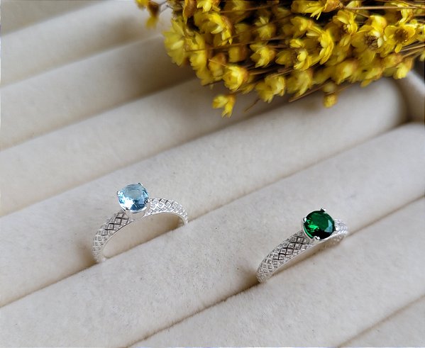 Anel Solitário Tela Vazado - Prata 925