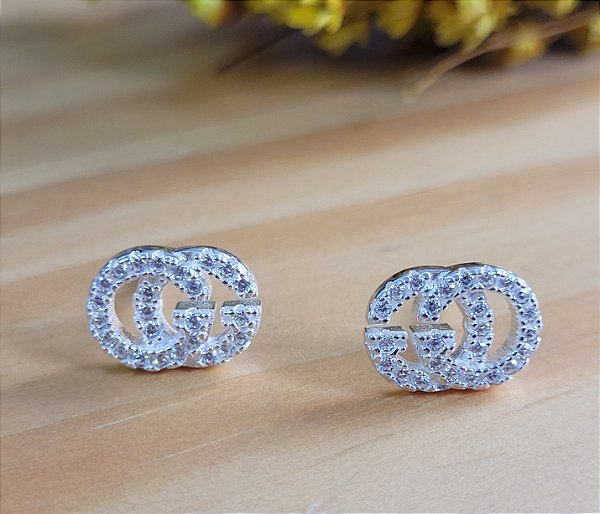 Brinco Cravejado GG Prata 925