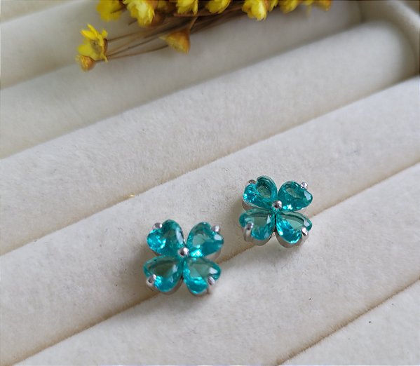 Brinco Flor com Ródio - Prata 925