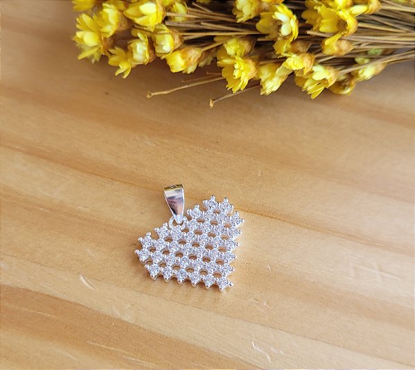 Pingente Coração Pixel - Prata 925