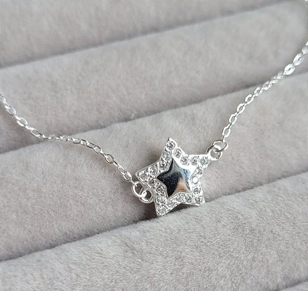 Pulseira Estrela Lisa c/ Cravação - Prata 925