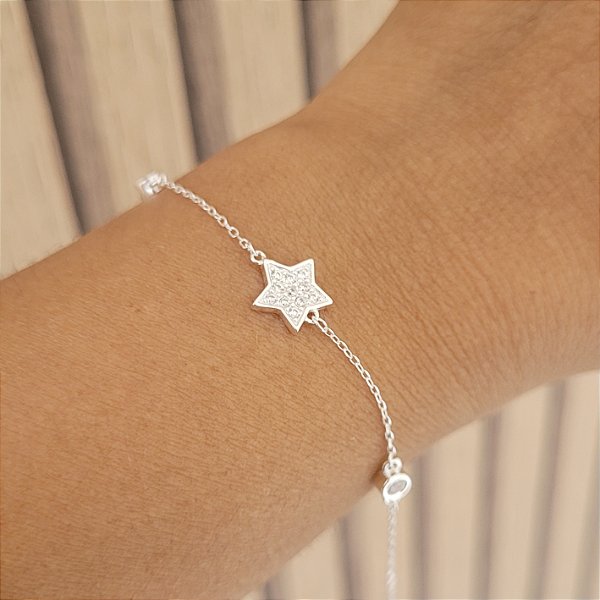 Pulseira Estrela Cravejada - Prata 925