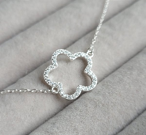 Pulseira Trevo Vazado c/ Zircônia- Prata 925