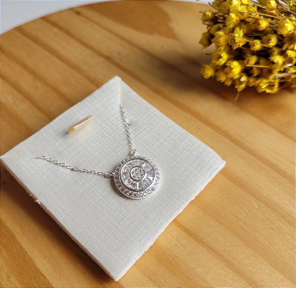 Colar Círculo Pizza- Prata 925