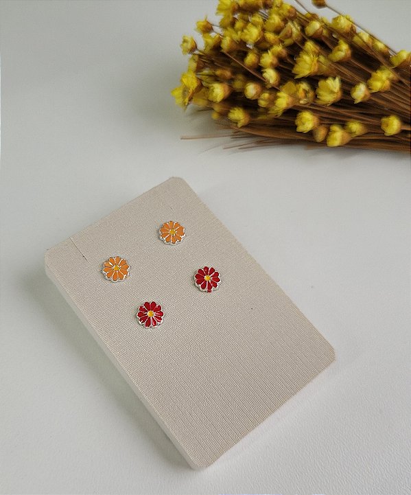 Brinco Infantil Flor Resina - Prata 925