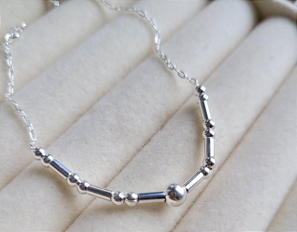 Pulseira Canutilho e Bola - Prata 925