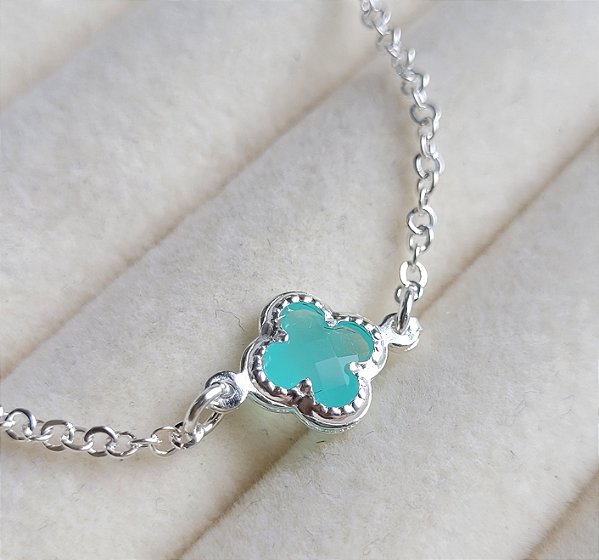 Pulseira Trevo Embutido - `Prata 925