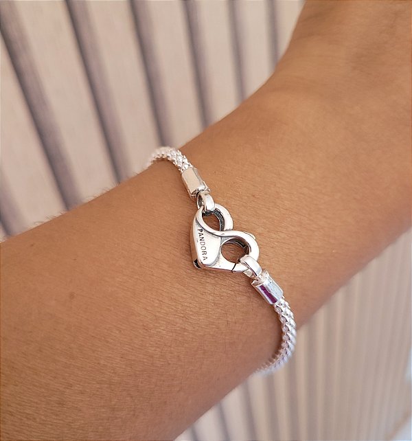 Pulseira Pipoca Fecho Coração p/ Berloque - Prata 925