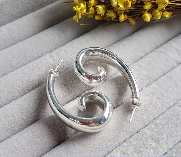 Meia argola Eletroformação Elegance - Prata 925