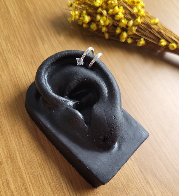 Piercing fake Dois fios c/ Ponto de luz - Prata 925