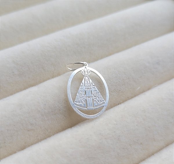 Pingente Medalha N. Sra. Aparecida 16,5 mm- Prata 925