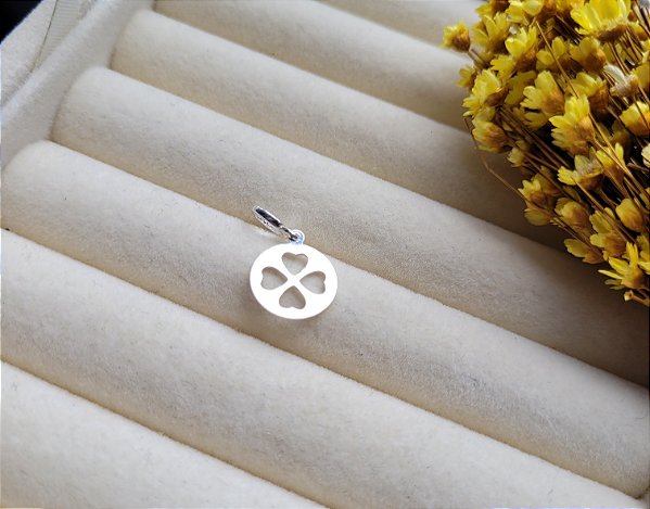 Berloque Trevo Placa - Prata 925