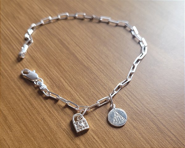 Pulseira Cadeia Consagração Nossa Senhora - Prata 925