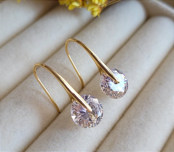 Brinco Anzol Zircônia - Semijoia