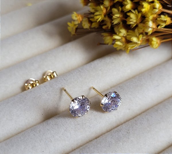 Brinco Redondo Zircônia 8 mm - Semijoias