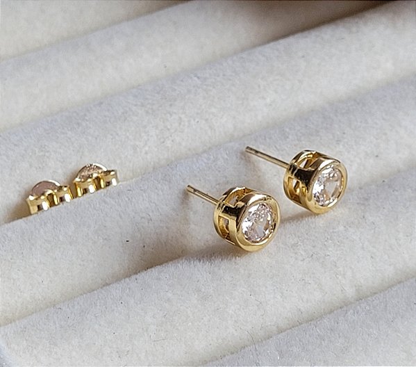 Brinco Zircônia Embutido 7 mm - Semijoias