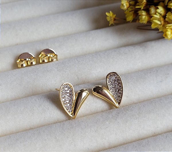 Brinco Coração Mary - Semijoias