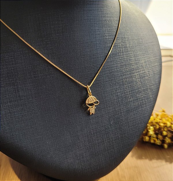 Colar Menino Cravejado - Semijoia 18k