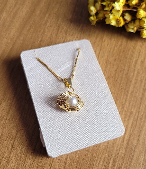 Colar Fio e Pérola - Semijoia 18k